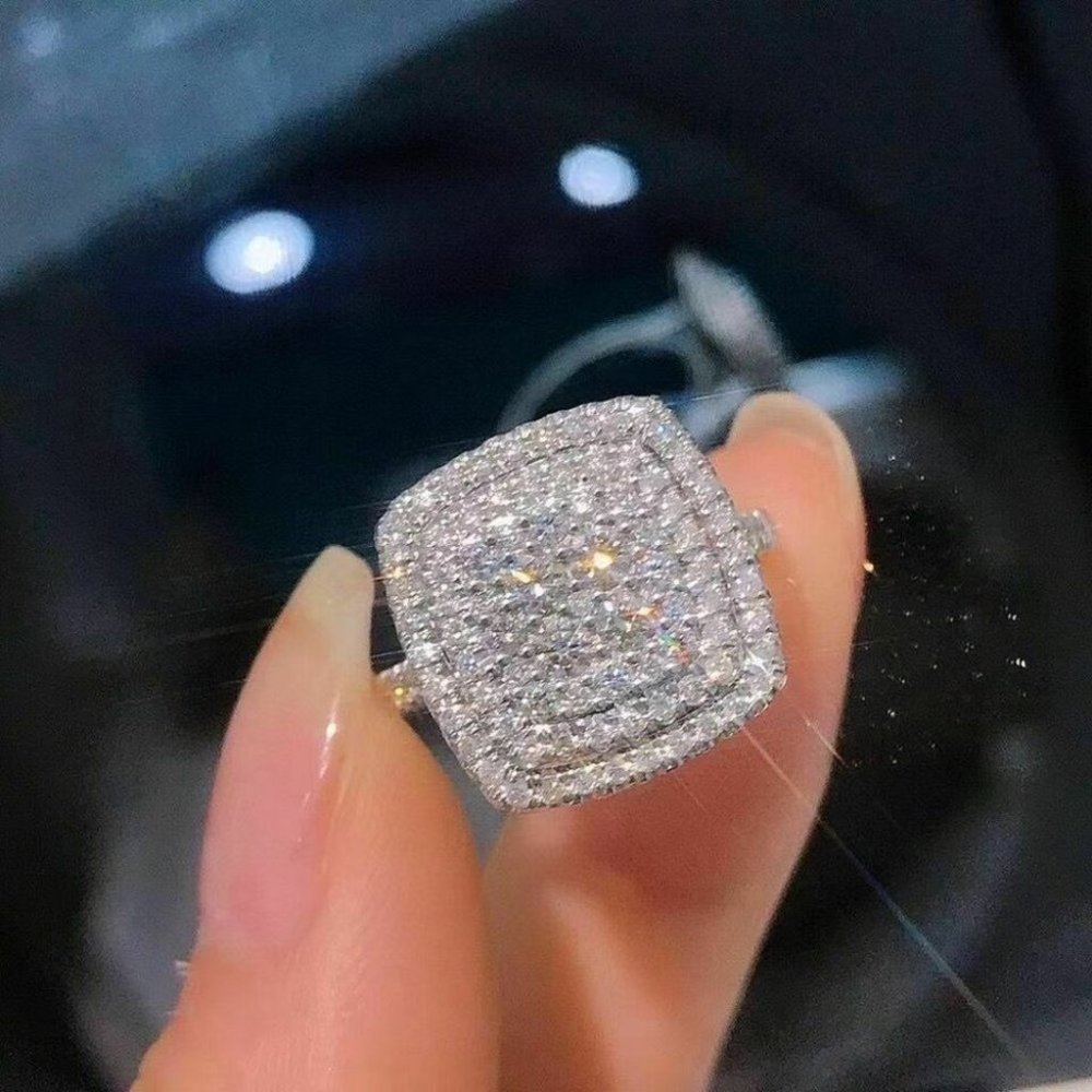 925 Sterling Silver White Sapphire Diamond Ring